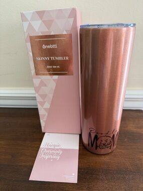 Onebttl Doodle Mom Rose Gold Skinny Tumbler - Insulated Travel Cup